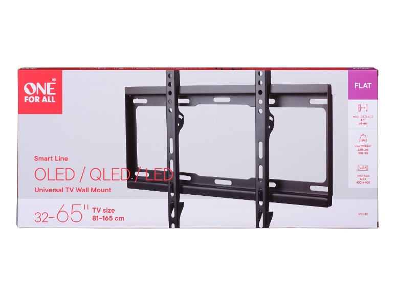 Flache universelle TV-Wandhalterung für OLED/QLED/LED Fernseher, 32-65 Zoll, max. 100 kg.