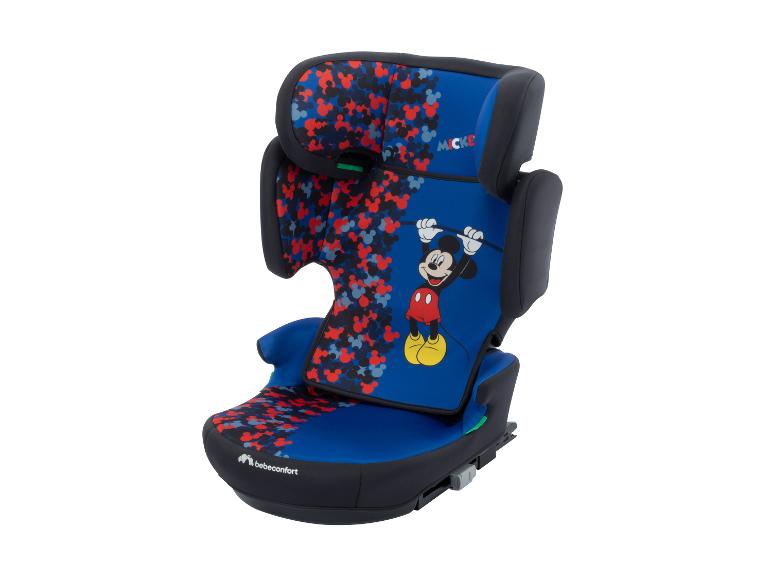 Blauer Kinderautositz mit Mickey-Maus-Motiv