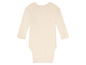 Ein cremefarbener Baby-Body mit langen Ärmeln.