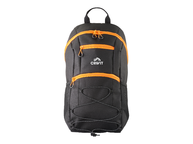 Schwarzer Crivit Rucksack mit orangenen Akzenten.