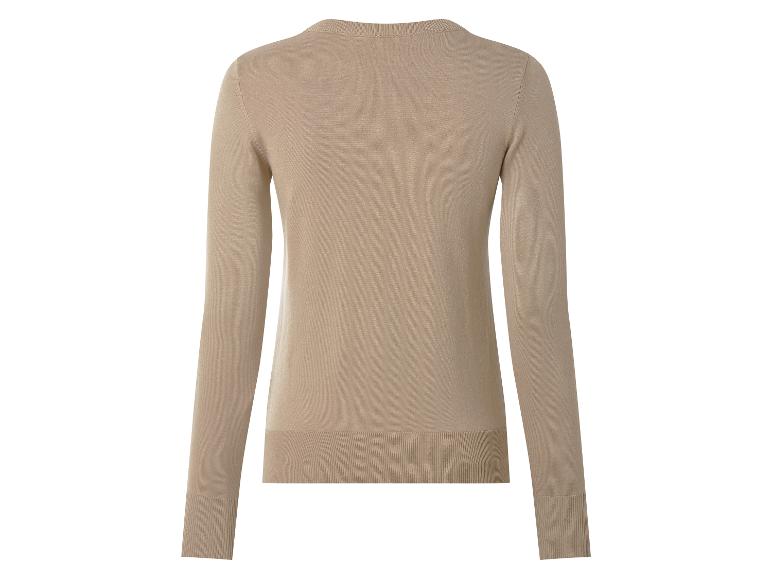 Beiger Langarm-Strickpullover, Rückansicht