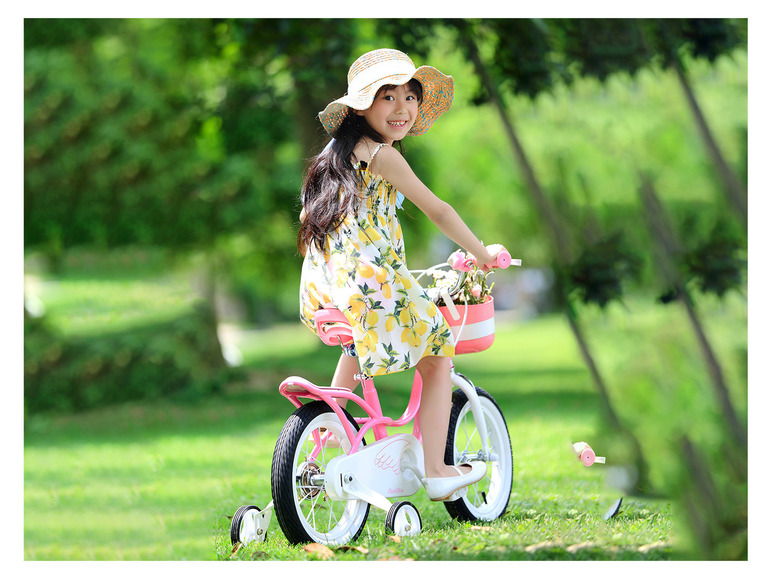 Gehe zu Vollbildansicht: Royal Baby Kinderfahrrad Mädchen mit Stützräder und Schwanenförmigem Rahmen - Bild 17
