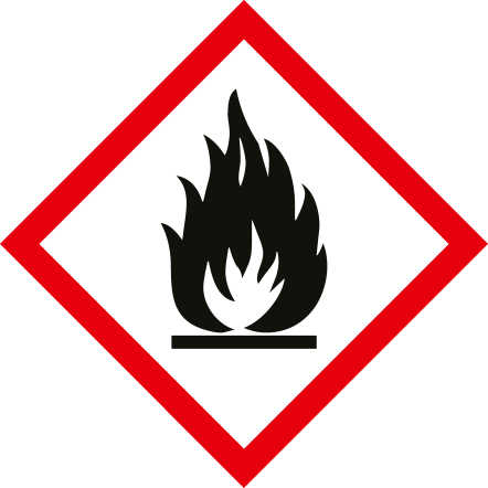 Gefahrensymbol: Flamme, die brennbares Material kennzeichnet.