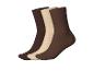 Drei Paar Socken in Braun- und Beigetönen.