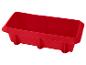 Rote rechteckige Kunststoff-Aufbewahrungsbox mit verstärkten Seiten.
