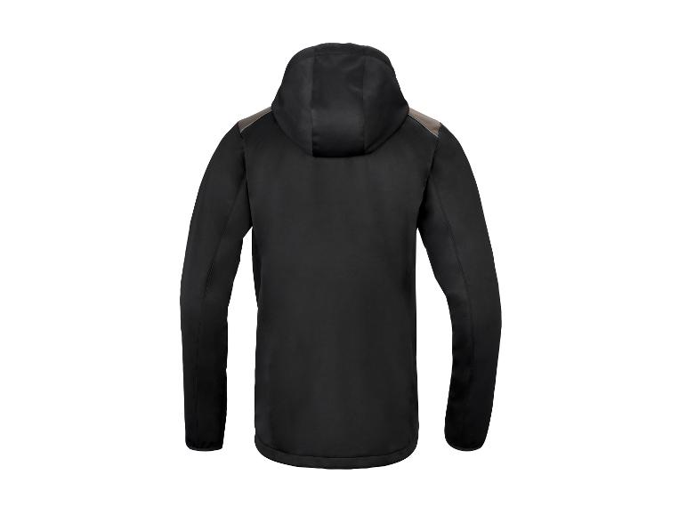 Schwarze Softshelljacke mit Kapuze, Rückansicht