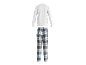 Herren-Schlafanzugset mit grauem Langarmshirt und karierter Pyjamahose.