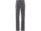 Rückansicht einer dunkelgrauen Damenjeans mit Taschen und Gürtelschlaufen.