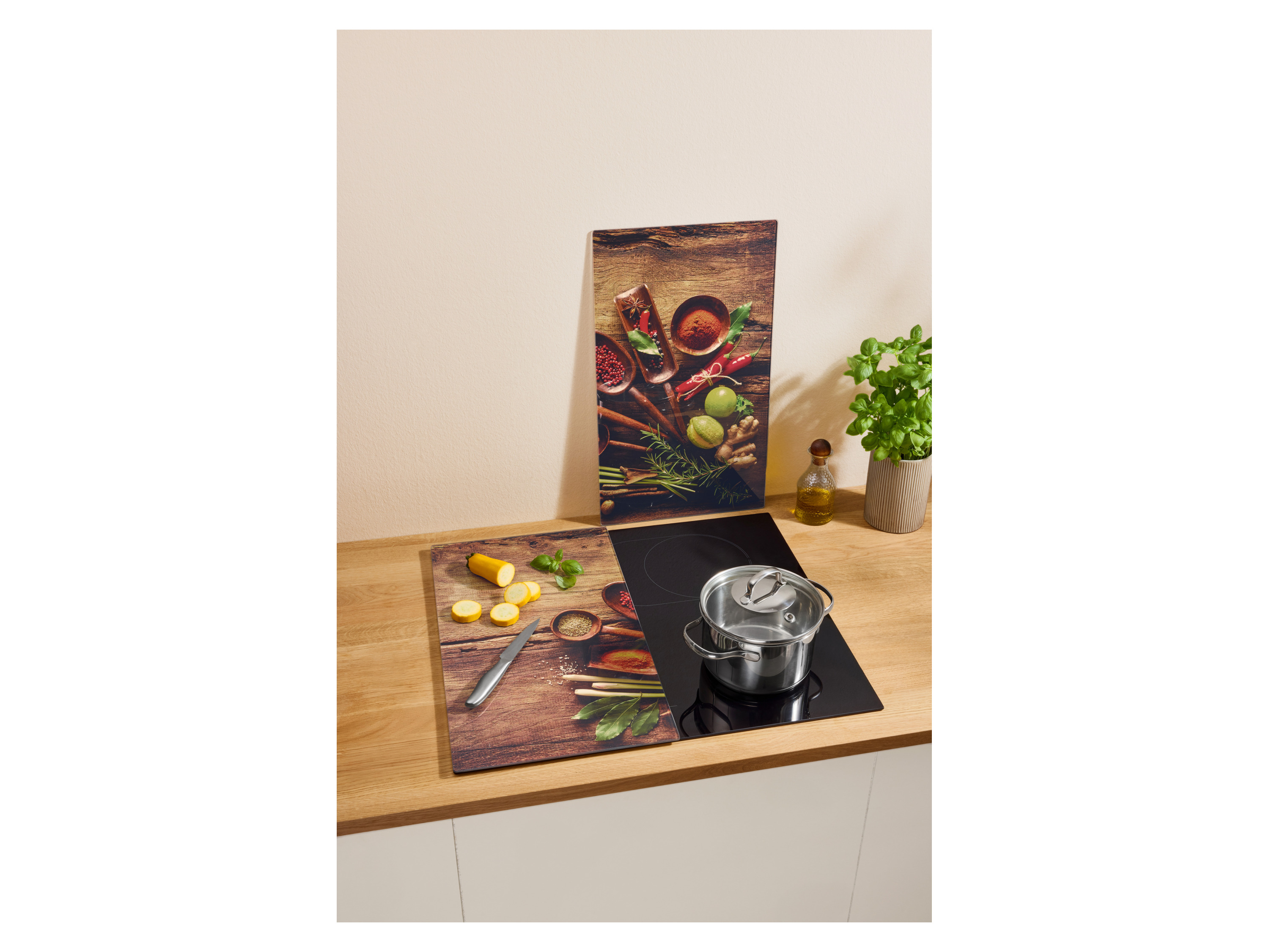 Thumbnail - SILVERCREST® Herdabdeckplatte Glas (Holz)