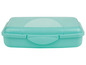 Eine hellgrüne Plastik-Lunchbox mit Deckel.