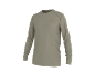 Beiges Langarmshirt mit Kontrastnähten und kleinem Logo auf der Brust.