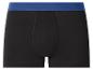 Schwarze Herren-Boxershorts mit blauem Bund.