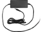 Schwarzes Netzteil mit aufgerolltem Kabel und Hohlstecker.