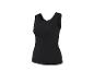 Schwarzes geripptes Damen-Tanktop auf weißem Hintergrund.