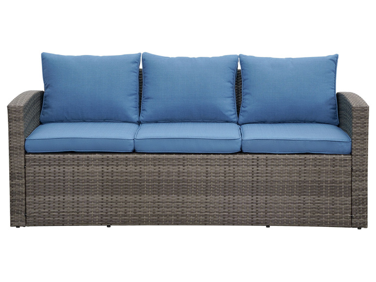 Gehe zu Vollbildansicht: MeXo Gartenmöbel 7-Sitzer Lounge-Set, mit Tisch und Aufbewahrung inkl. Polster, grau/blau - Bild 12