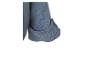 Detail eines blaugrauen Wollstoffs mit geripptem Rand.