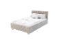 JUSKYS Polsterbett Nizza in Beige mit weißer Bettwäsche