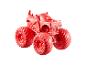 Rotes Monstertruck-Spielzeug mit großen Rädern auf weißem Hintergrund