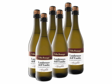 6 x 0,75-l-Flasche Weinpaket Villa Bonaga Lambrusco dell' Emilia IGP lieblich, Perlwein