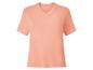 Einfaches pfirsichfarbenes V-Ausschnitt-T-Shirt für Damen.