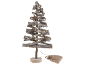 Dekorativer Holz-Weihnachtsbaum mit LED-Lichtern und Sternen, mit Stoffbeutel.