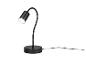 Schwarze Schreibtischlampe mit flexiblem Arm und rundem Fuß
