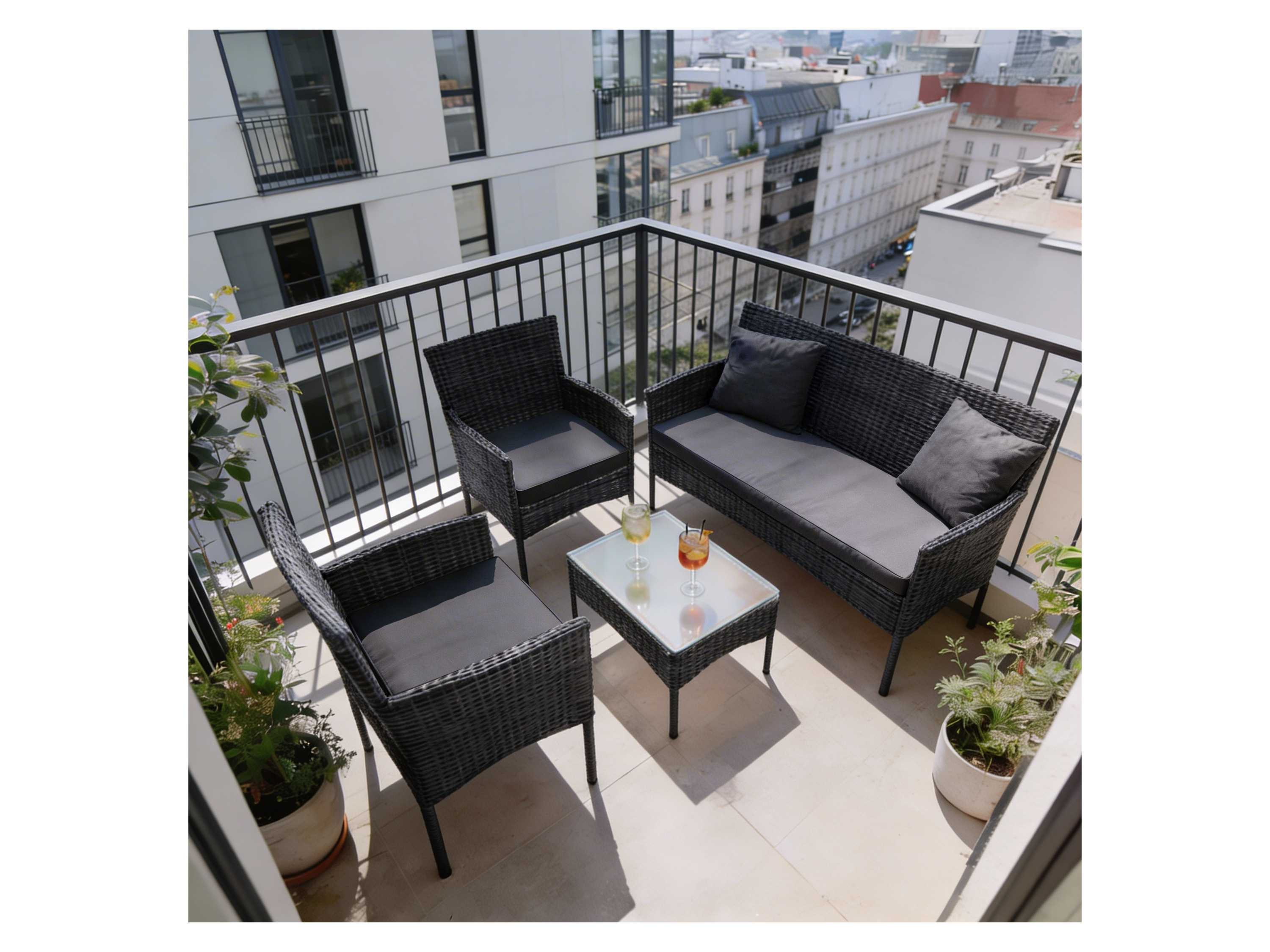 Juskys Gartenlounge-Set Fort Myers, wetterfeste Polyrattan Sitzgruppe für 4 Personen – Bild 3 von 4