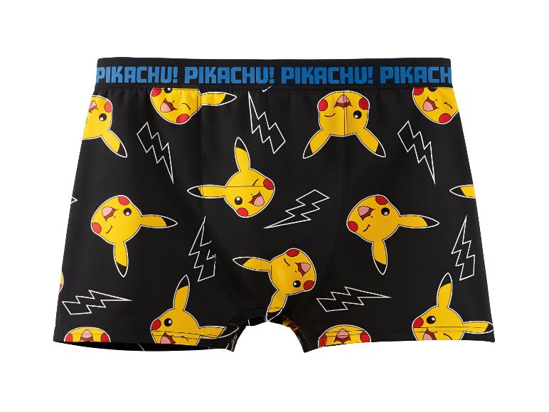 Schwarze Boxershorts mit gelben Cartoon-Charakteren und weißen Blitzmustern.