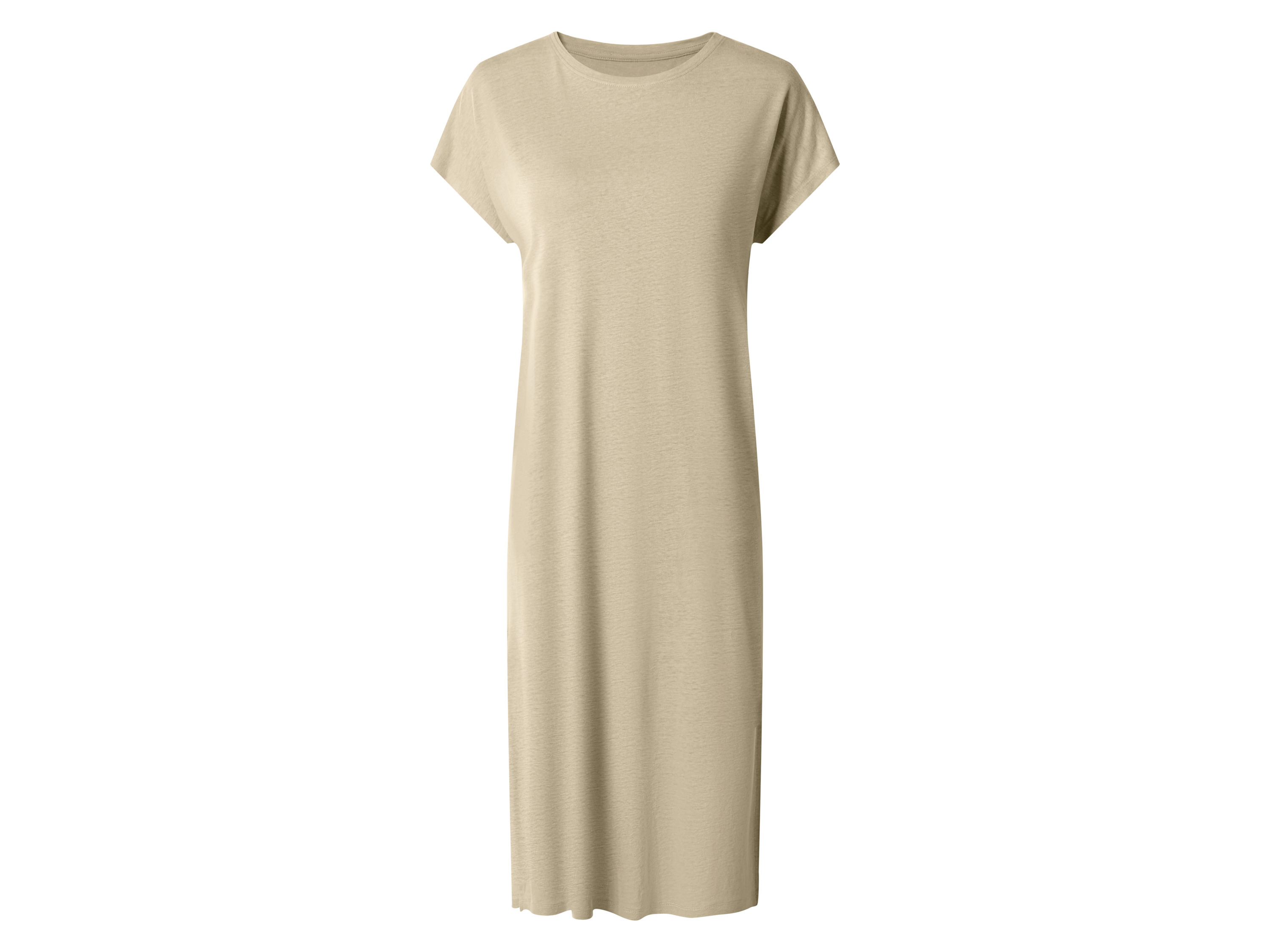 ESMARA® Damen Kleid mit Leinen (Beige, M (40/42))