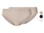 Zwei beige gerippte Slips mit Farboptionen in Beige, Schwarz und Weiß.
