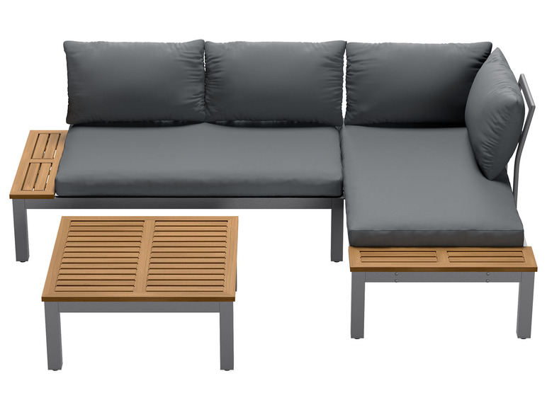 LIVARNO home Loungeecke, 3-teilig, aus Holz, braun/grau Alu und