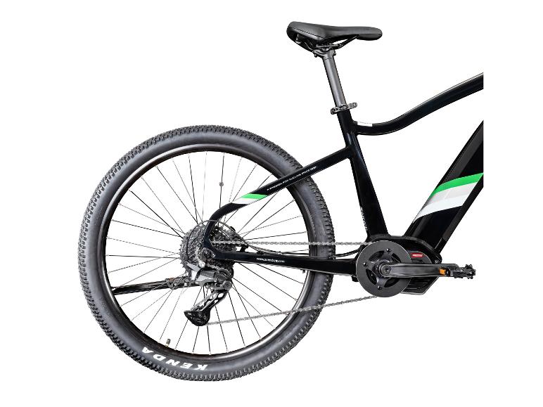 Schwarzes Zündapp E-Bike mit Kenda-Reifen und grünen Details.