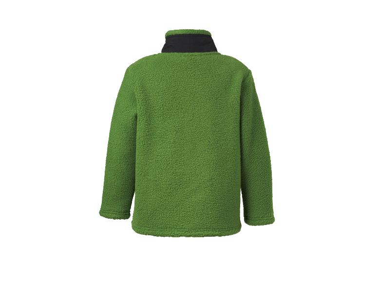 Grünes Fleece-Sweatshirt mit schwarzem Kragen, Rückansicht