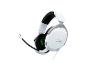 Weißes Gaming-Headset mit Mikrofon und grünen Akzenten.
