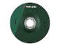 Grüne Trenn- oder Schleifscheibe mit Metallzentrum und Drehrichtungspfeilen.