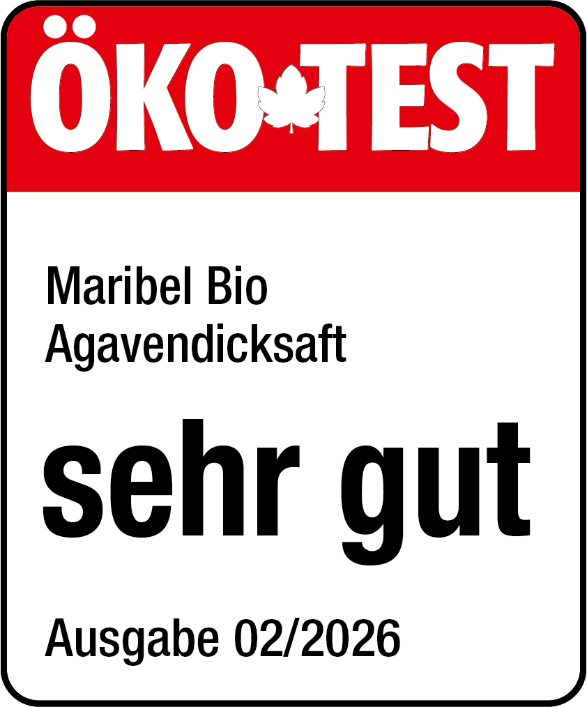 Öko-Test Siegel 'sehr gut' für Bio Agavendicksaft, Ausgabe 02/2026.