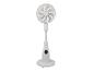 Weißer Standventilator mit rundem Sockel und Bedienfeld