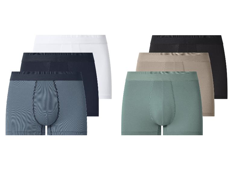 Herren-Boxershorts in Weiß, Schwarz, gestreift, Beige und Grün.
