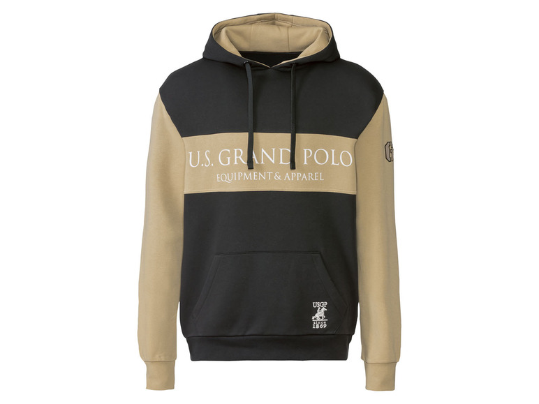 Schwarz-beige Kapuzenpullover von U.S. Grand Polo.