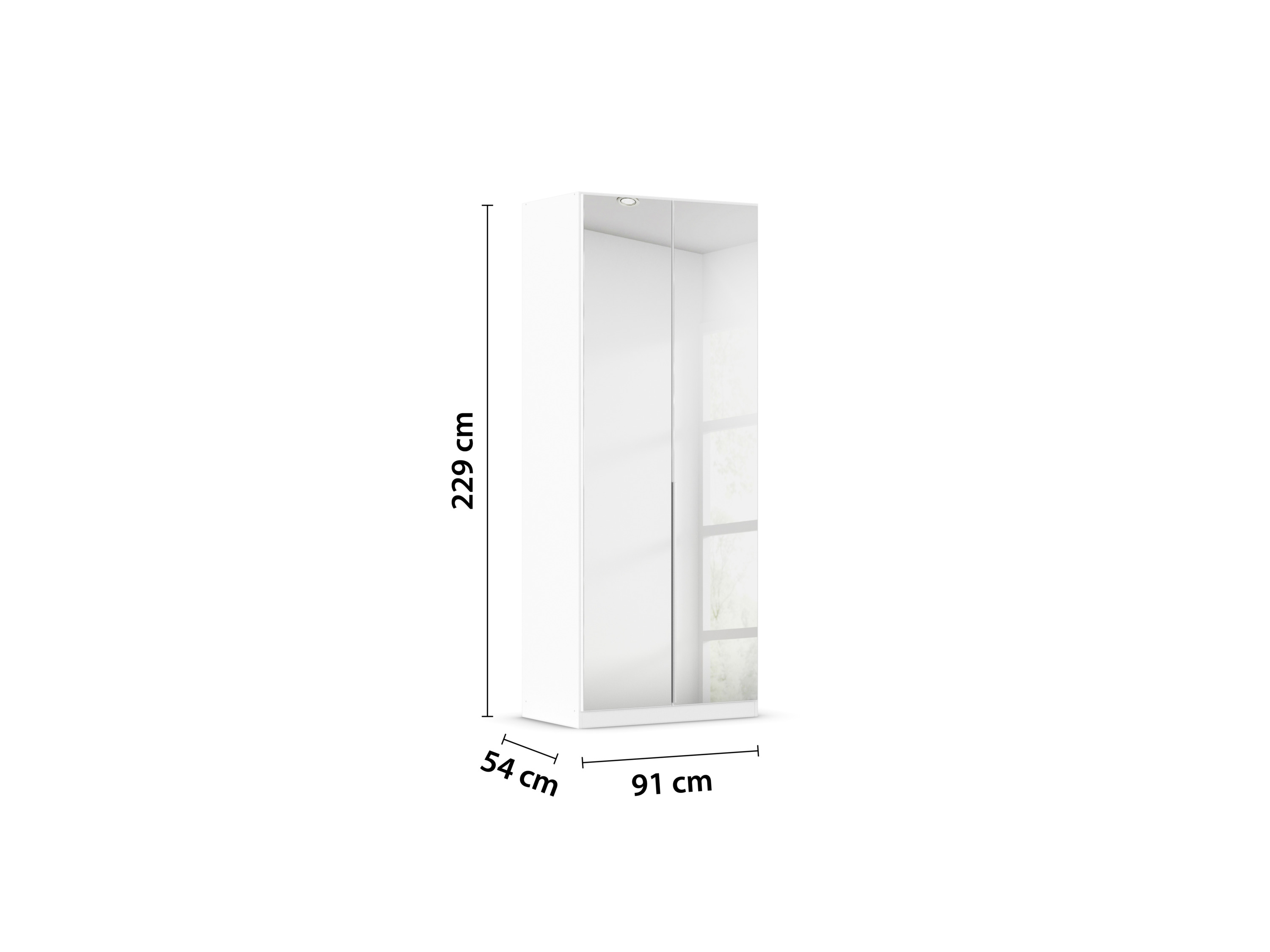 RAUCH ORANGE Drehtürenschrank Alabama mit Spiegel (Classic-Zubehör, Weiß, Griffe Alufarben, 91 x 229 cm) – Bild 4 von 4