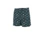 Dunkelgrüne Badeshorts mit weißem Palmenmuster.
