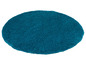 Ein runder Teppich in Türkis.