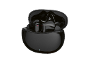 Schwarze kabellose In-Ear-Kopfhörer in einer geöffneten Ladebox