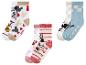 Drei Paar Disney Mickey Mouse Socken mit verschiedenen Mustern.