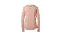 Pfirsichfarbenes Damen-Langarmshirt mit Logo auf dem Rücken.