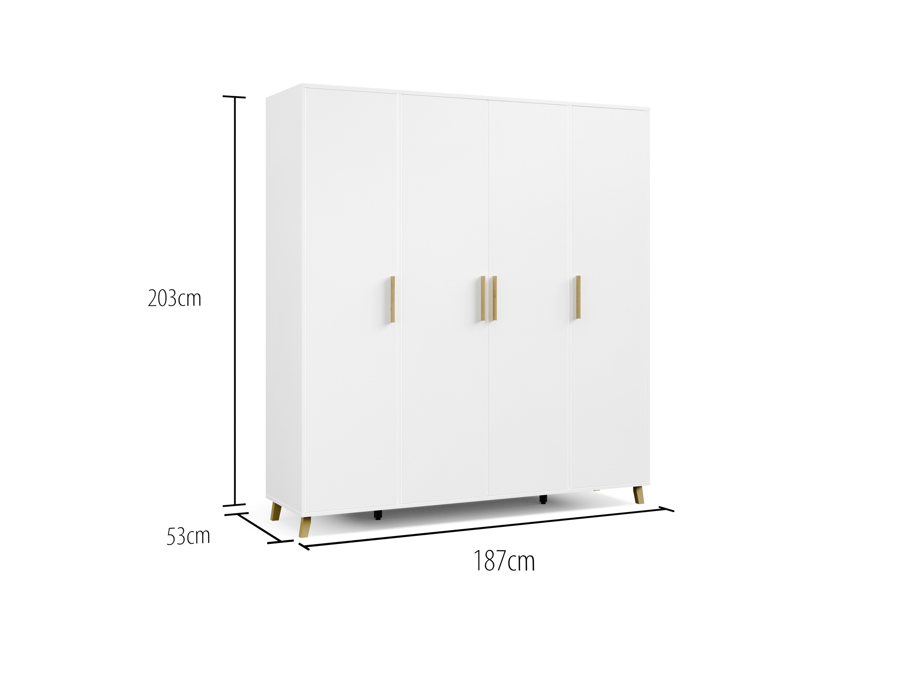 RAUCH BLUE Shinjo Drehtürenschrank (Basic-Zubehör, Weiß, Breite 187 cm / Höhe 203 cm) – Bild 4 von 4