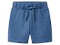 Blaue Kinder-Shorts mit elastischem Bund und Kordelzug.
