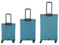 Drei blaue Koffer mit Rollen