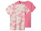 2er-Pack rosa Kinder-T-Shirts, eines unifarben und eines mit Blumenmuster