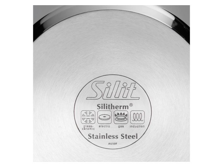 Silit Silitherm Edelstahl-Topfboden, kompatibel mit Glaskeramik-, Elektro-, Gas- und Induktionskochfeldern.